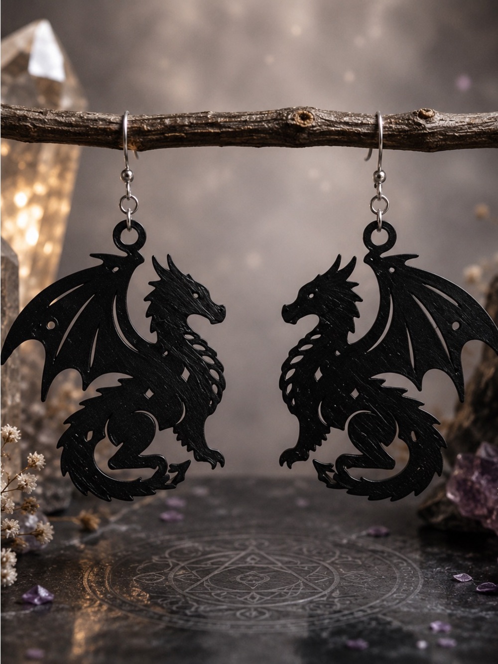 Black Dragon Dangle Earrings - Women Jewelry